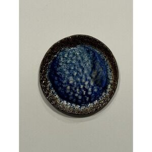 POTTERY, signed pottery, trinket dish, turquoise blue 4 1/2' x 4 1/2"